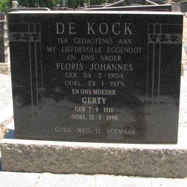 KOCK Floris Johannes, de 1904-1979 &amp; Gerty 1910-1998