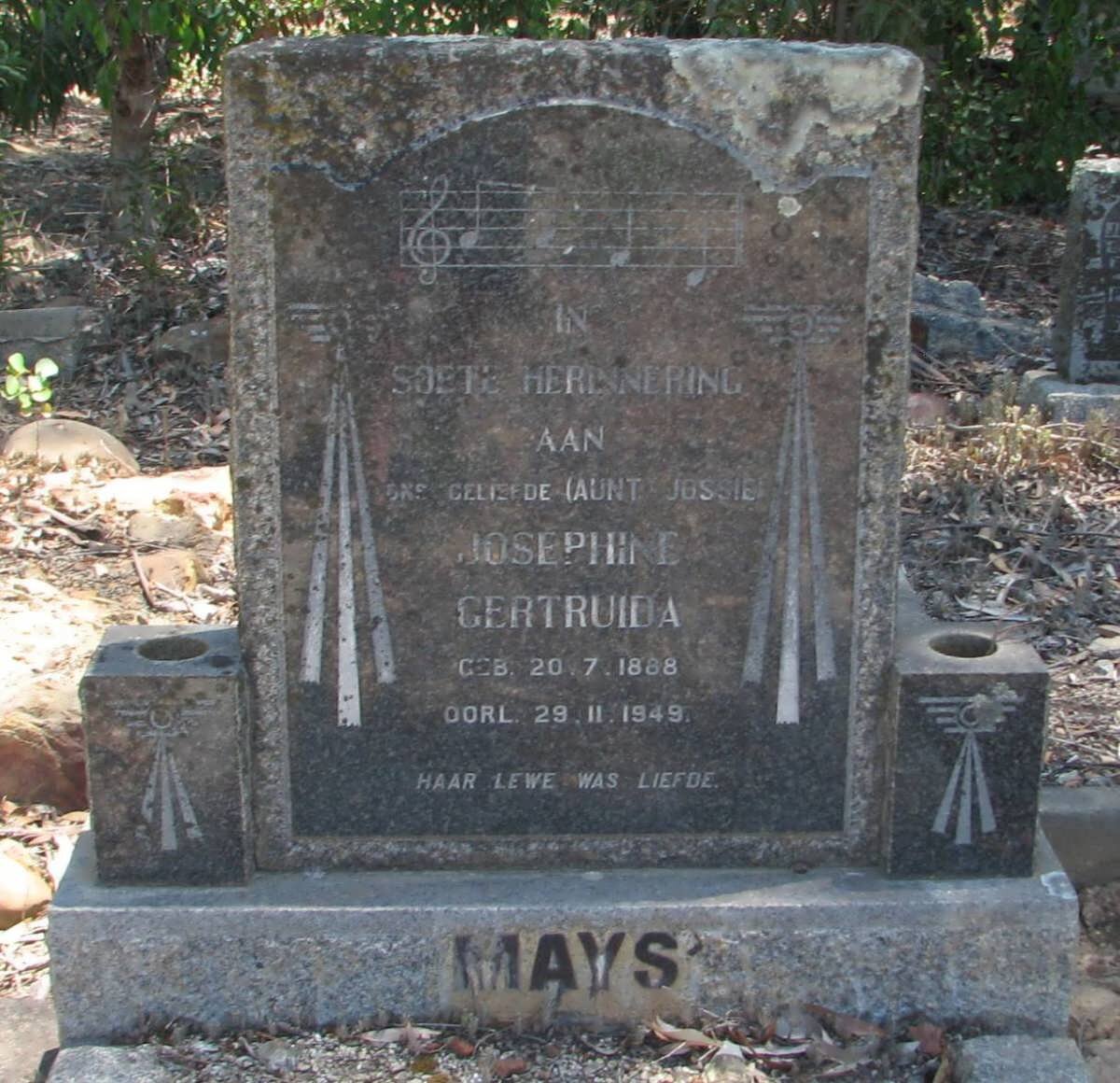 MAYS Josephine Gertruida 1888-1949