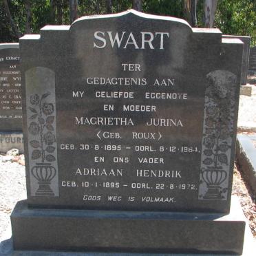 SWART Adriaan Hendrik 1895-1972 &amp; Magrietha Jurina ROUX 1895-1964