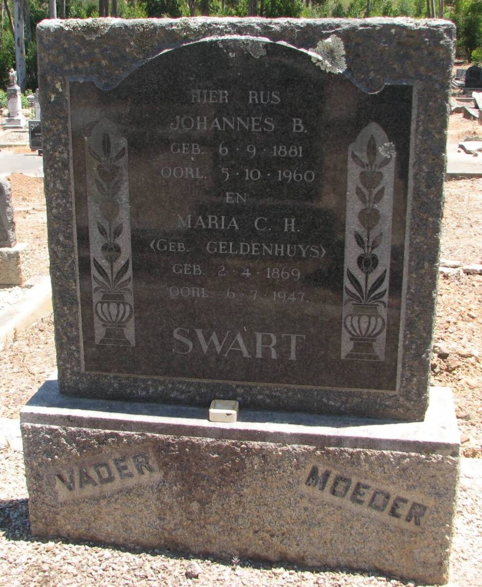 SWART Johannes B. 1881-1960 &amp; Maria C.H. GELDENHUYS 1869-1947