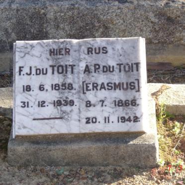 TOIT F.J., du 1858-1939 &amp; A.P. ERASMUS 1866-1942