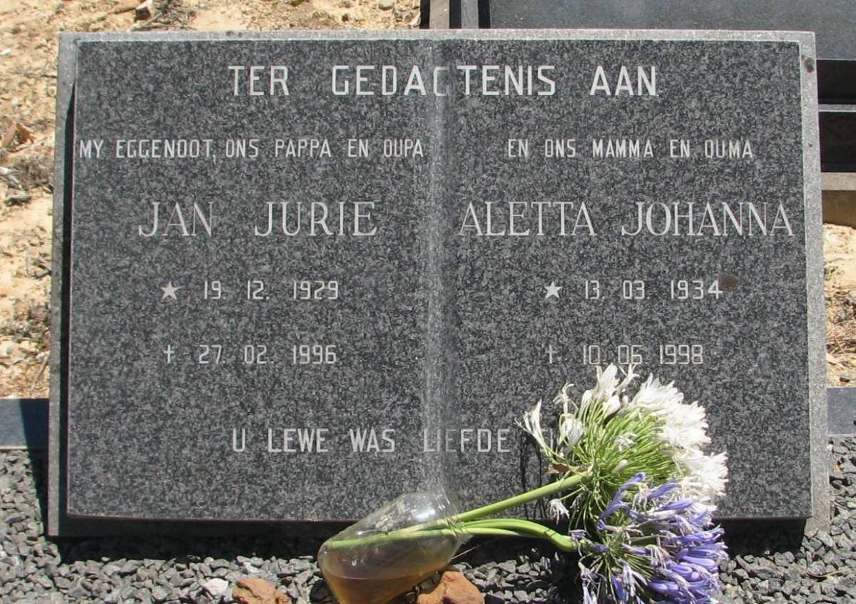 ? Jan Jurie 1929-1996 &amp; Aletta Johanna 1934-1998