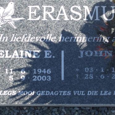 ERASMUS John F. 1931-2007 &amp; Elaine E. 1946-2003