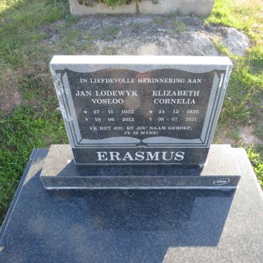 ERASMUS Jan Lodewyk Vosloo 1932-2012 &amp; Elizabeth Cornelia 1935-2021
