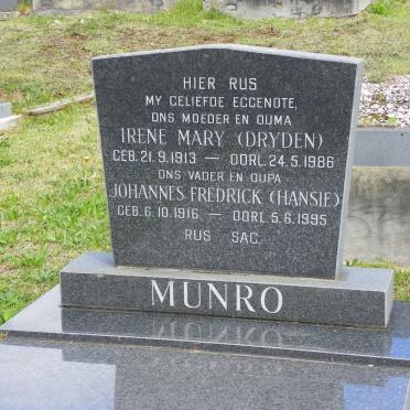 MUNRO Johannes Fredrick 1916-1995 &amp; Irene Mary DRYDEN 1913-1986
