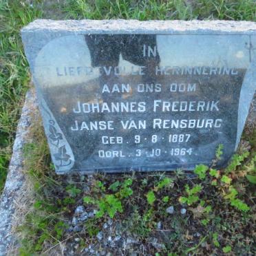 RENSBURG Johannes Frederik, Janse van 1887-1964