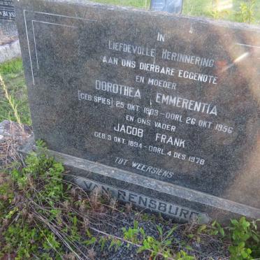 RENSBURG Jacob Frank, van 1894-1978 &amp; Dorothea Emmerentia SPIES 1903-1956