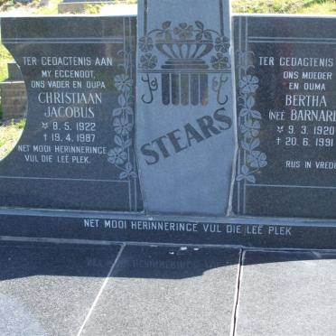 STEARS Christiaan Jacobus 1922-1987 &amp; Bertha BARNARD 1920-1991
