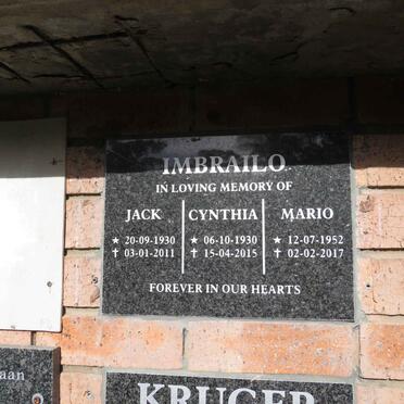 IMBRAILO Jack 1930-2011 & Cynthia 1930-2015 :: IMBRAILO Mario 1952-2017