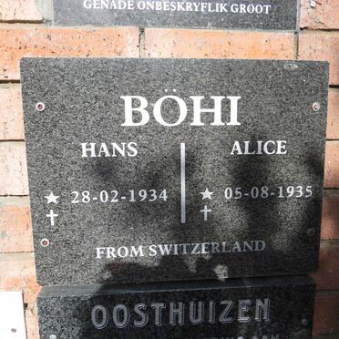 BOHI Hans 1934- & Alice 1935-