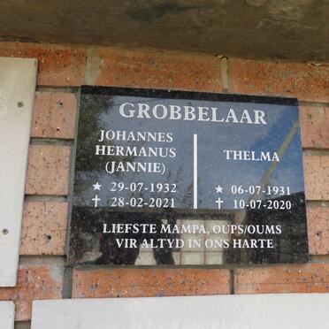 GROBBELAAR Johannes Hermanus 1932-2021 & Thelma 1931-2020