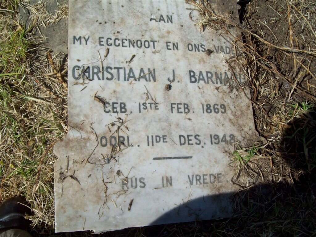 BARNARD Christiaan J. 1869-1948