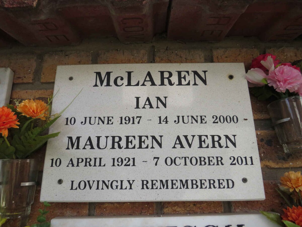 MCLAREN Ian 1917-2000 & Maureen Avern 1921-2011