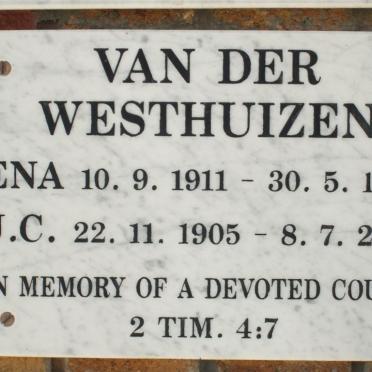 WESTHUIZEN J.C., van der 1905-2003 &amp; Ena 1911-1996