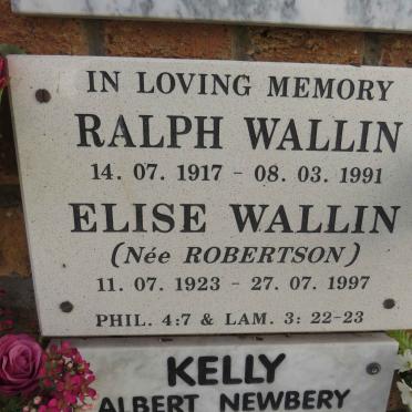 WALLIN Ralph 1917-1991 & Elise ROBERTSON 1923-1997