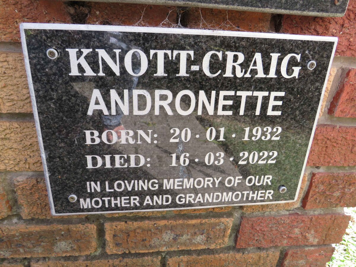 CRAIG Andronette, KNOTT- 1932-2022
