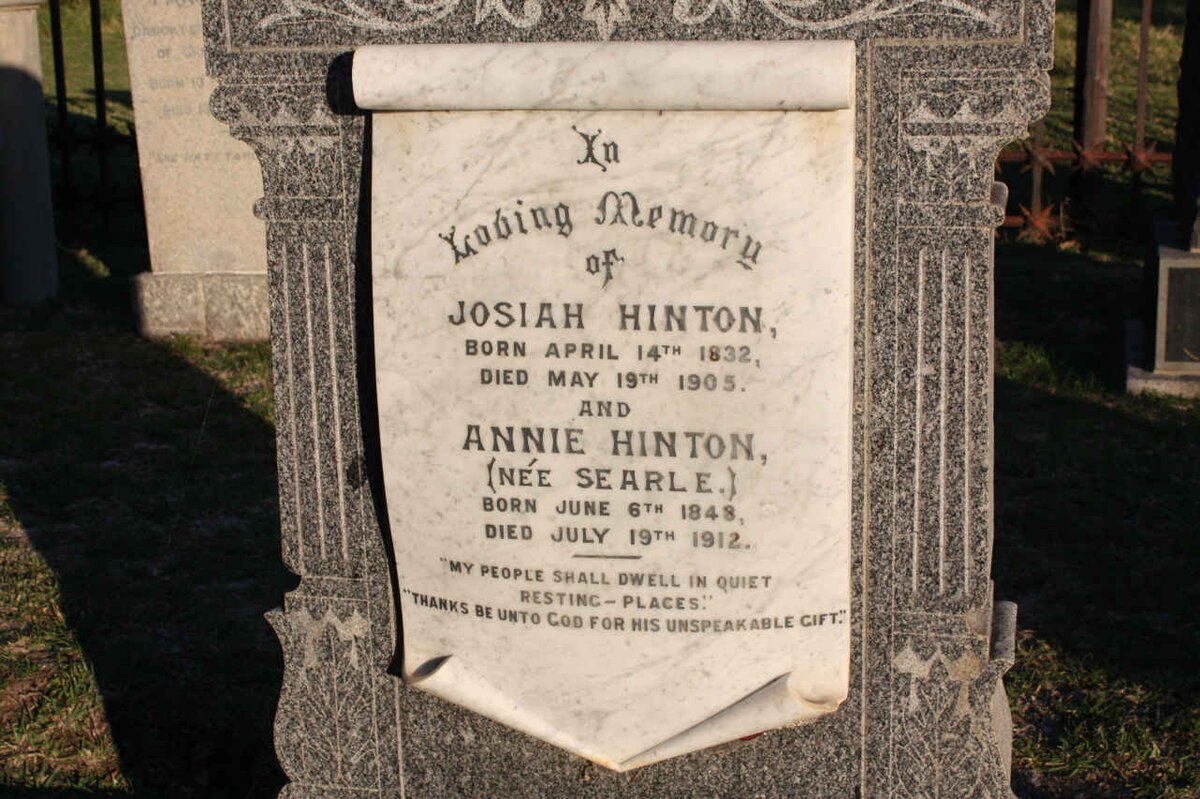 HINTON Josiah 1832-1905 &amp; Annie SEARLE 1848-1912