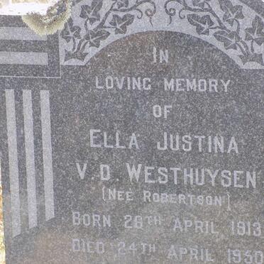 WESTHUYSEN Ella Justina, van der nee ROBERTSON 1913-1950