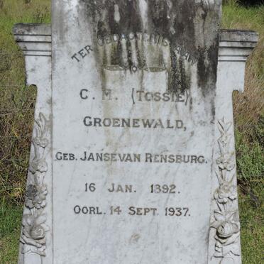GROENEWALD C.M. nee JANSE VAN RENSBURG 1892-1937