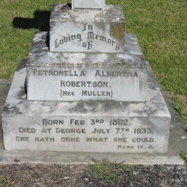 ROBERTSON Petronella Albertha nee MULLER 1882-1933