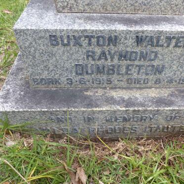 DUMBLETON Buxton Walter Raymond 1915-1985 &amp; Valda Rhodes TAUTE 1906-1982