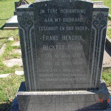 BOTHA Frans Hendrik Beckett 1892-1958