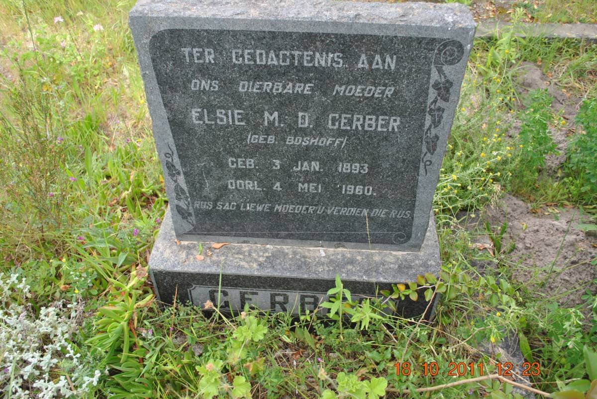 GERBER Elsie M.D. nee BOSHOFF 1893-1960 