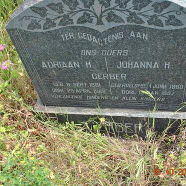 GERBER Adriaan H. 1881-1962 &amp; Johanna H. 1880-1957
