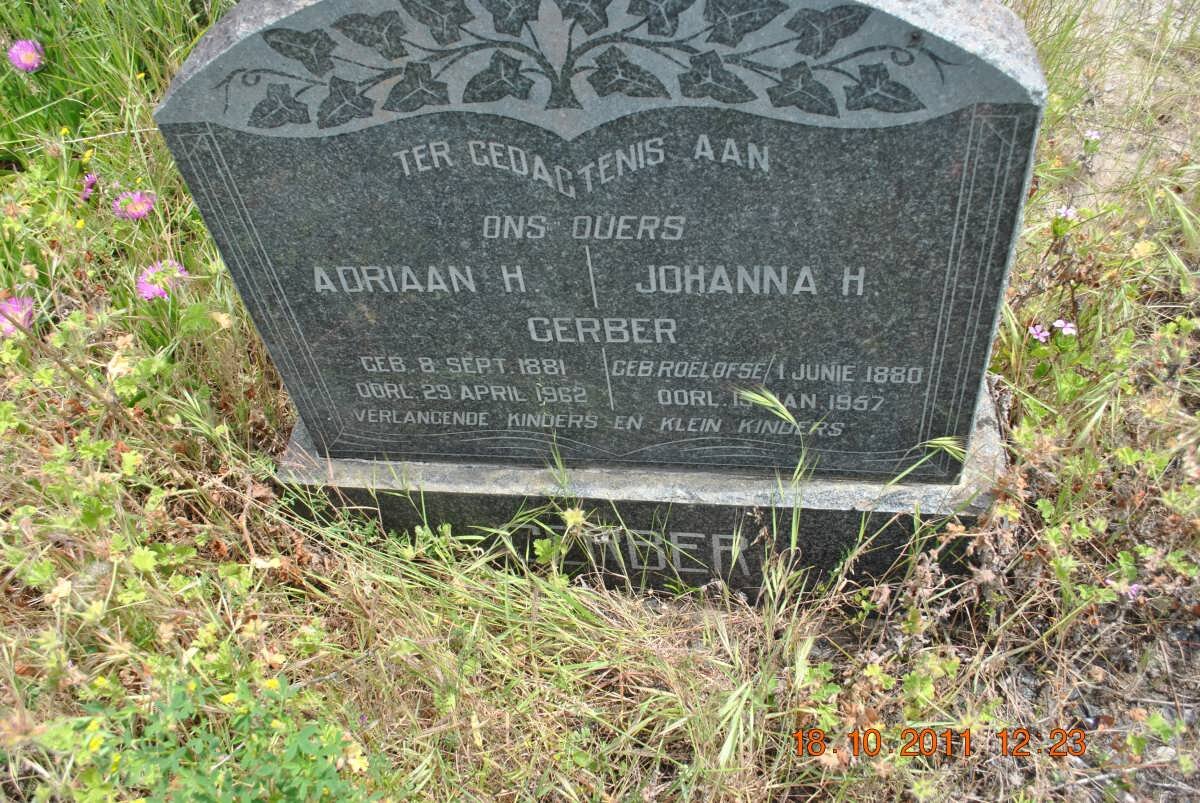 GERBER Adriaan H. 1881-1962 &amp; Johanna H. 1880-1957