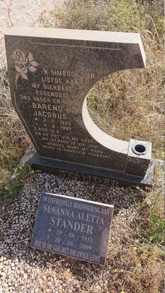 STANDER Barend Jacobus 1925-1982 & Susanna Aletta 1933-2009