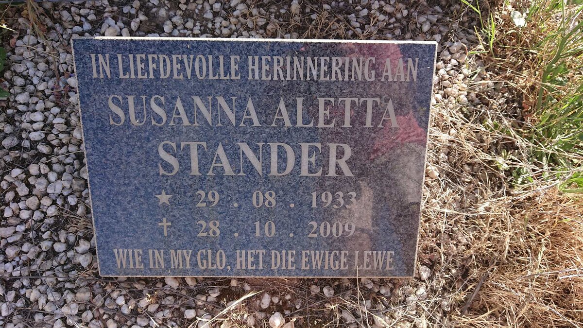 STANDER Susanna Aletta 1933-2009