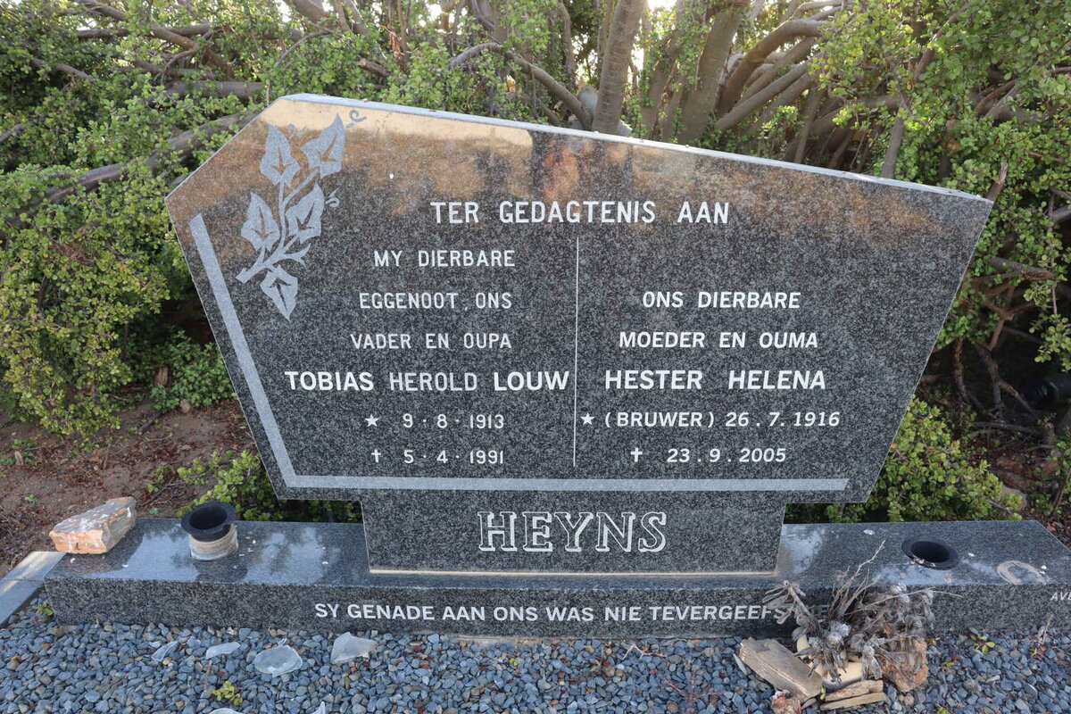 HEYNS Tobias Herold Louw 1913-1991 &amp; Hester Helena BRUWER 1916-2005