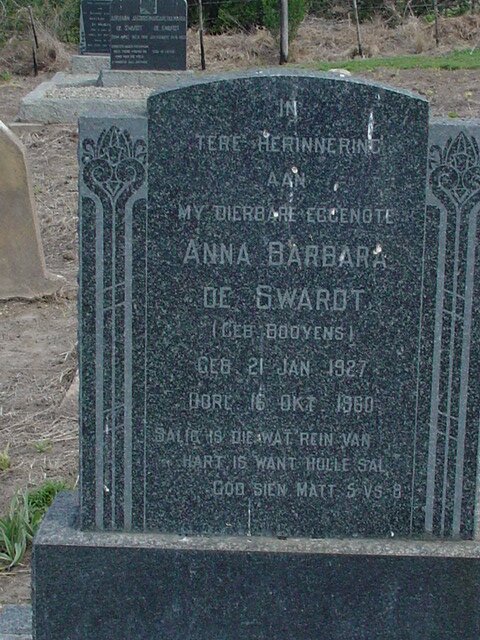 SWARDT Anna Barbara, de nee BOOYENS 1927-1960