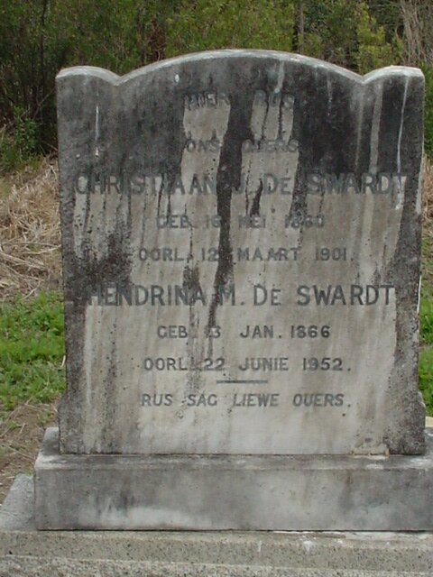 SWARDT Christiaan J., de 1860-1901 &amp; Hendrina M. 1866-1952