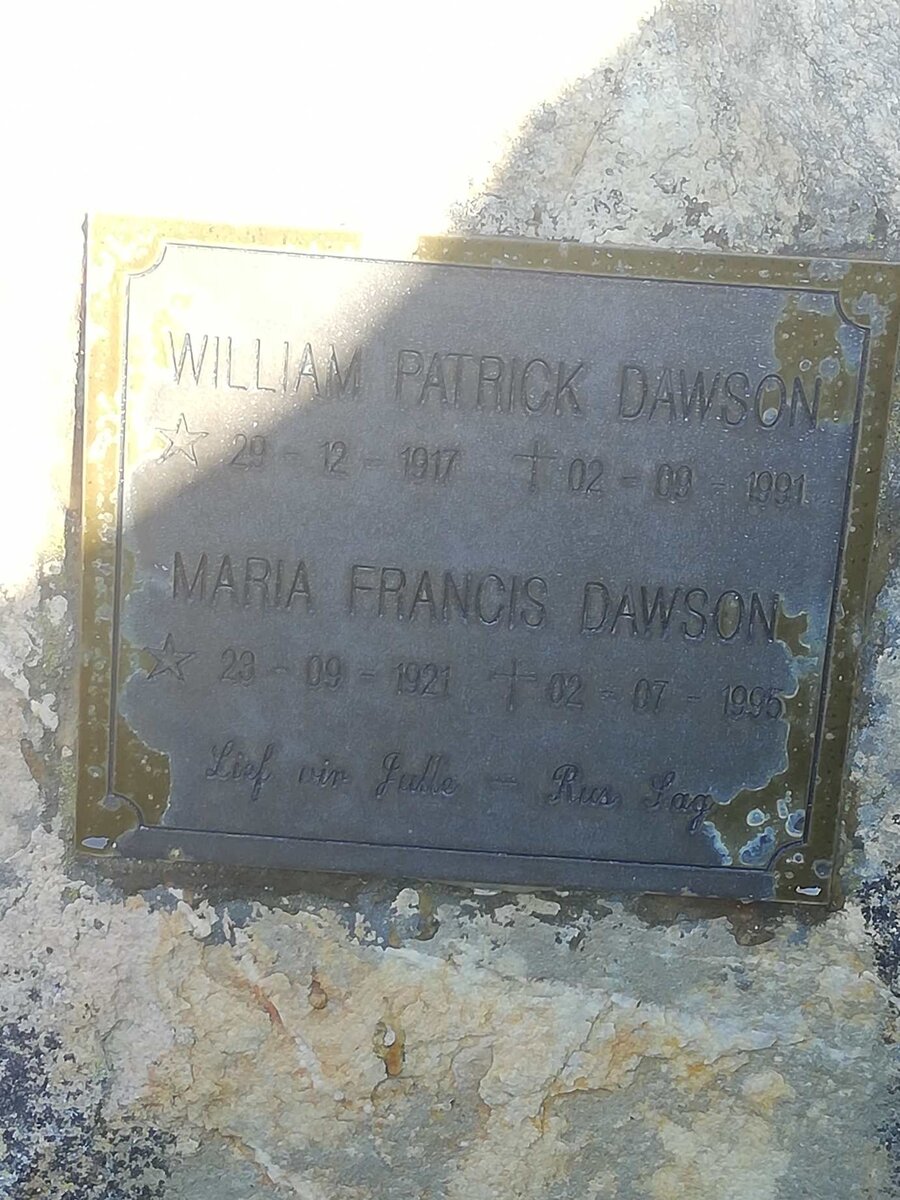 DAWSON  William Patrick 1917-1991 &amp; Maria Francis 1921-1995