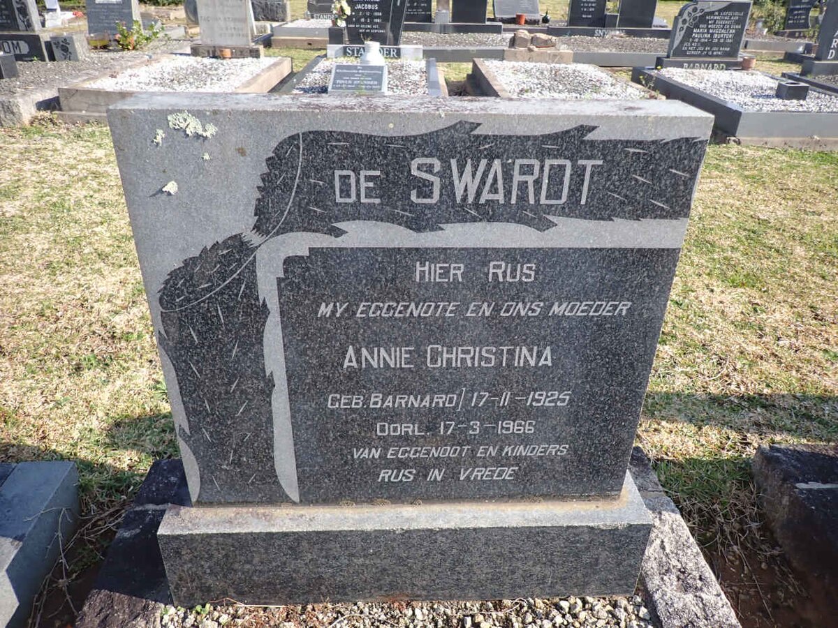 SWARDT Annie Christina, de nee BARNARD 1925-1966