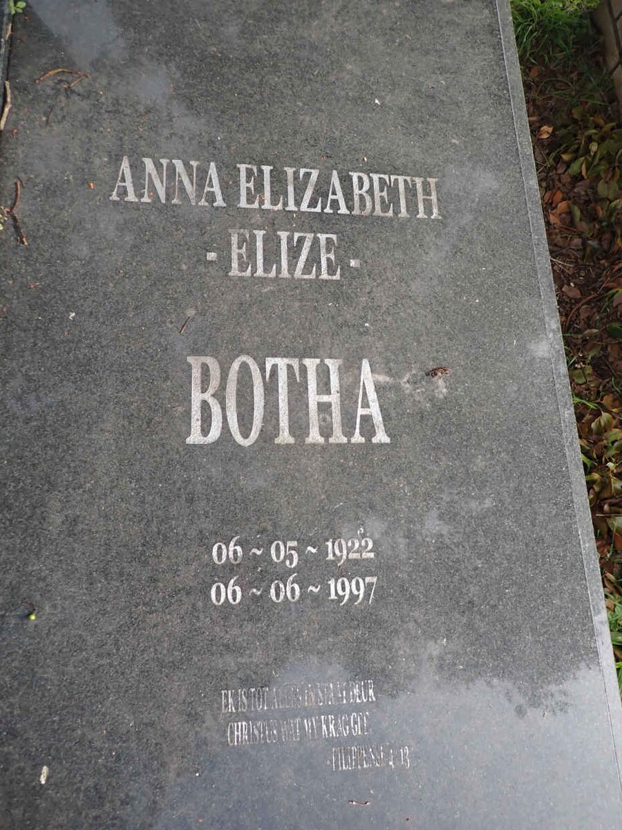 BOTHA Pieter Willem 1916-2006 & Anna Elizabeth 1922-1997 _2