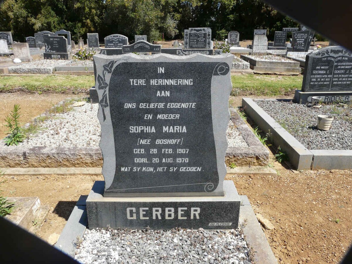 GERBER Sophia Maria ne BOSHOFF 1907-1970