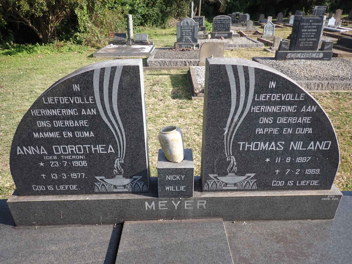 MEYER Thomas Niland 1887-1969 & Anna Dorothea THERON 1906-1977