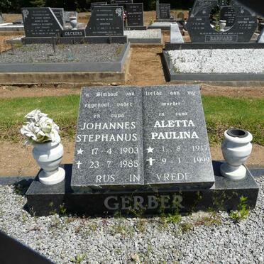 GERBER Johannes Stephanus 1903-1985 &amp; Aletta Paulina 1917-1999