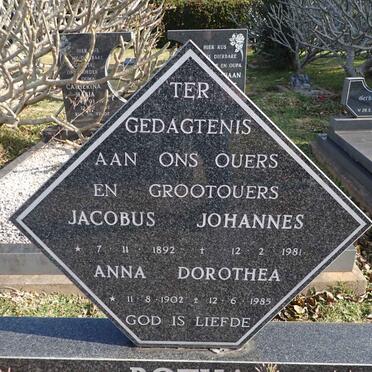 BOTHA Jacobus Johannes 1892-1981 & Anna Dorothea 1902-1985