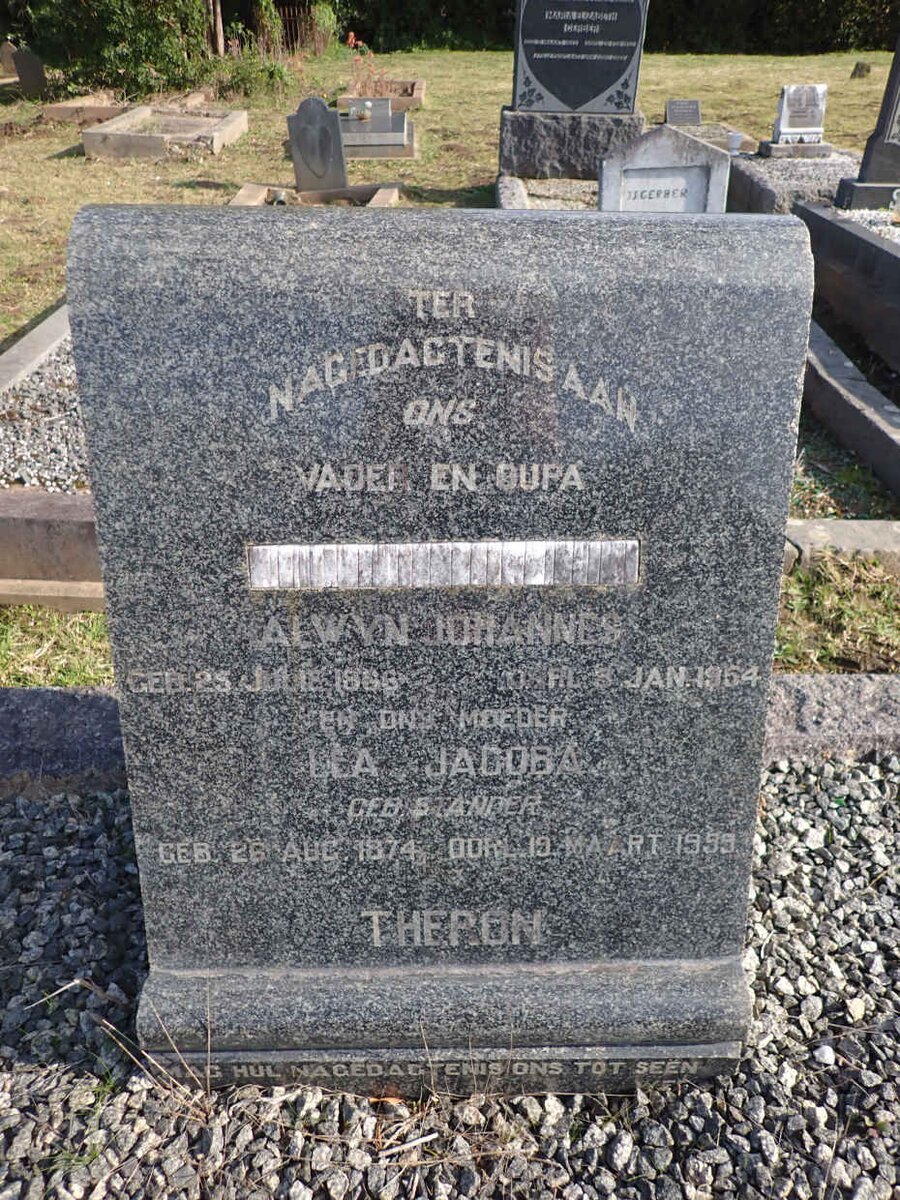 THERON Alwyn Johannes 1866-1954 & Lea Jacoba STANDER 1874-1999