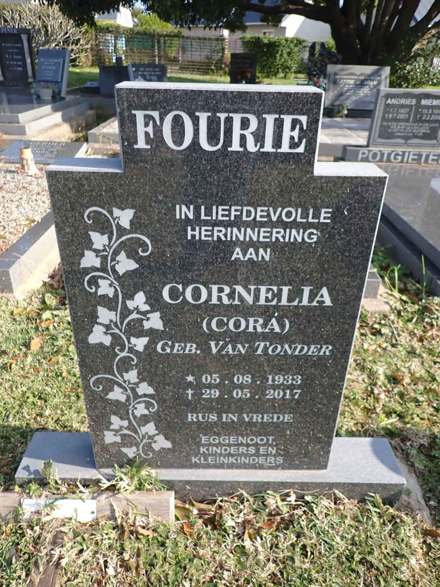 FOURIE Cornelia nee VAN TONDER 1933-2017
