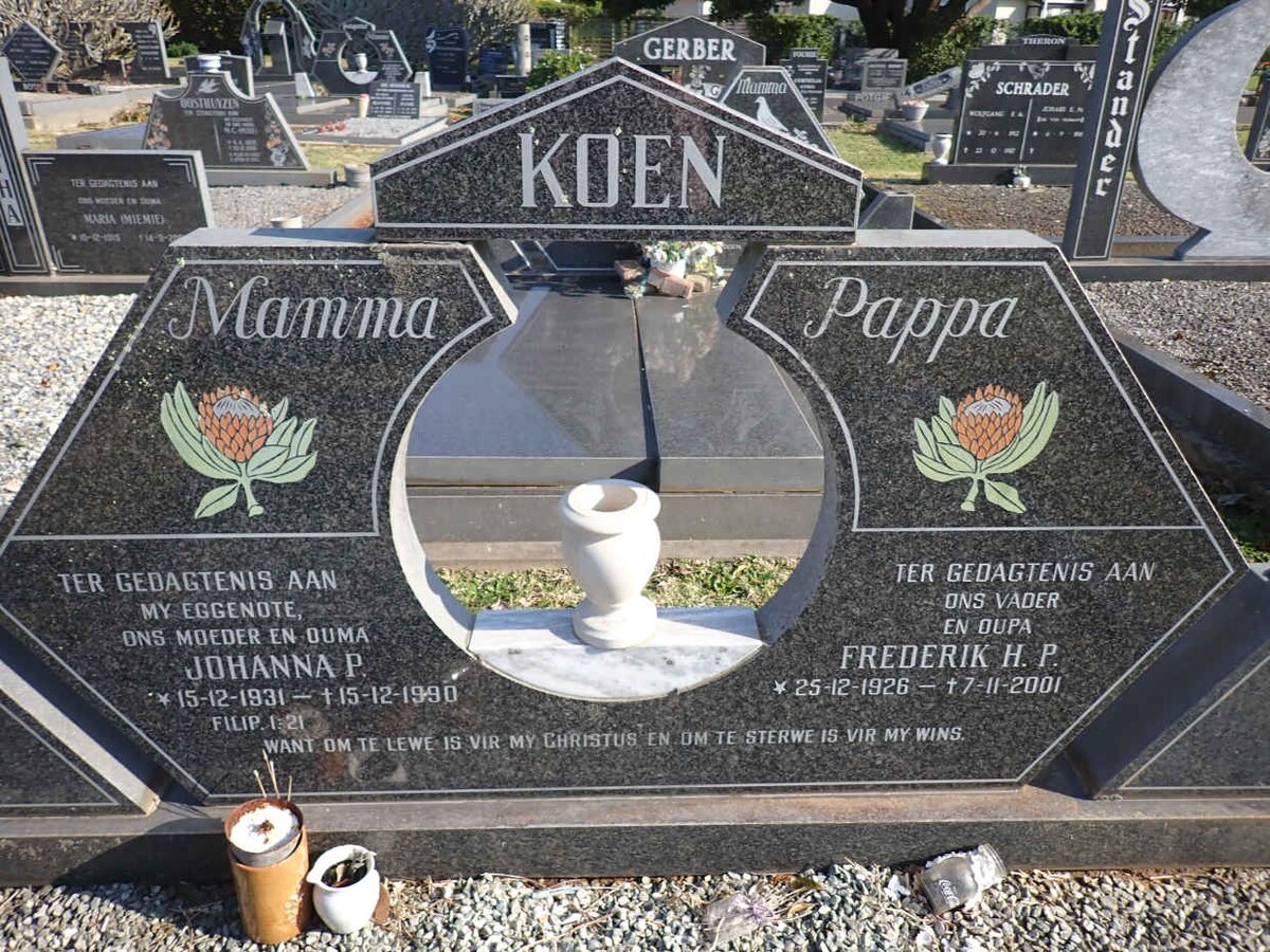 KOEN Frederik H.P. 1926-2001 & Johanna P. 1931-1990
