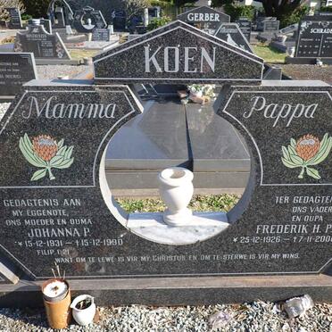 KOEN Frederik H.P. 1926-2001 & Johanna P. 1931-1990