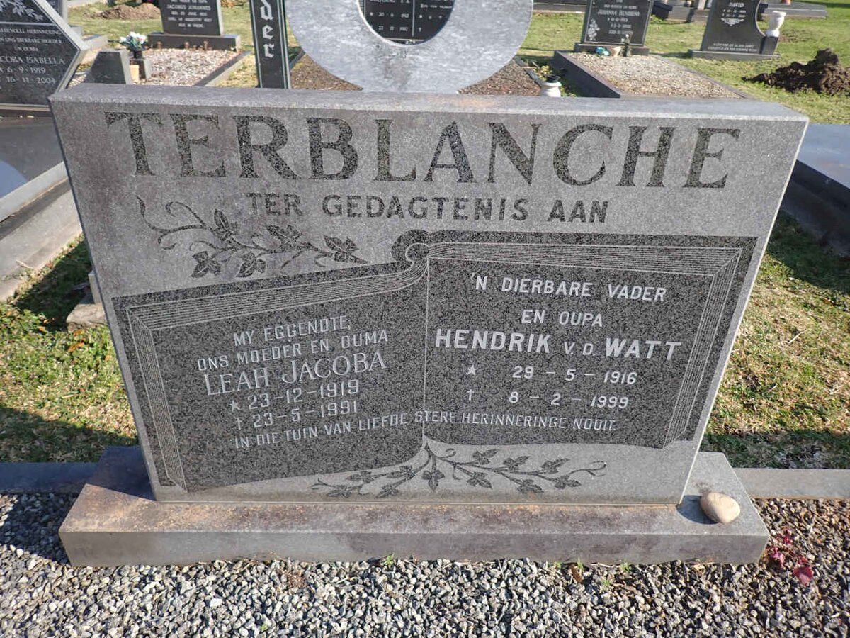 TERBLANCHE Hendrik v.d. Watt 1916-1999 & Leah Jacoba 1919-1991