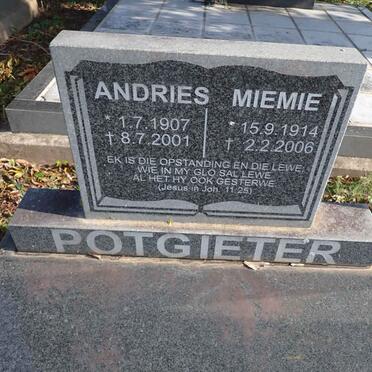 POTGIETER Andries 1907-2001 & Miemie 1914-2006