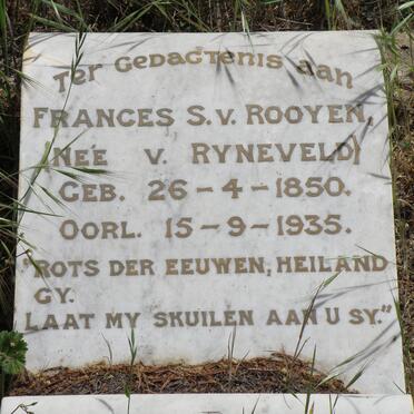 ROOYEN Frances S., van nee VAN RYNEVELD 1850-1935