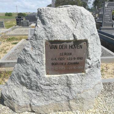 HOVEN Le Roux, van der 1920-1990 &amp; Dorothea Johanna 1923-1994