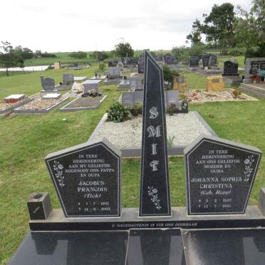 SMIT Jacobus Francois 1931-2002 &amp; Johanna Sophia Christina HENN 1937-2021
